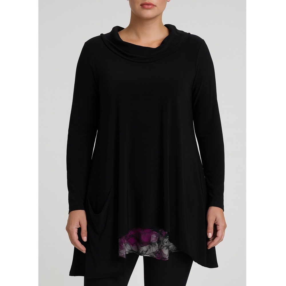 Sympli Canada Whisper Drape Pocket Tunic Top Womens Size 14 Split Back Purple